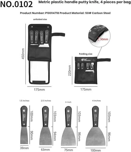 4 PCS Stainless Steel Putty Knife Set, Multi-Size Spackling Tools For Wall Repair And Surface Preparation