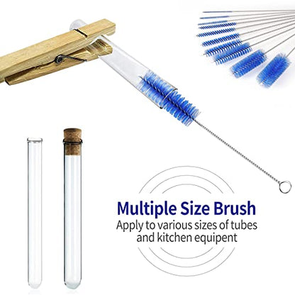 CiaraQ Bottle Cleaning Brushes, 8 Inch Nylon Tube Brush Set, Cleaner for Narrow Neck Bottles Cups with Hook, Set of 10pcs. - color: Navy Blue, size: 8.0 Inch (10pcs)