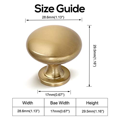 Solid Brass Cabinet Knobs 15 Pack, Brushed Gold Drawer Knobs, Antique Brass Dresser Knobs, Warm Gold Kitchen Furniture Hardware, Diameter 1-1/5" - color: Warm Gold