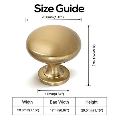 Solid Brass Cabinet Knobs 15 Pack, Brushed Gold Drawer Knobs, Antique Brass Dresser Knobs, Warm Gold Kitchen Furniture Hardware, Diameter 1-1/5" - color: Warm Gold