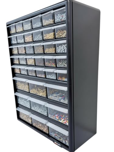 Homak Parts Organizer, Black, 39 Drawers - size: 39-Drawer
