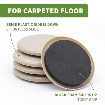 Furniture Sliders for Carpet 8 PCS - 3 1/2 inch Furniture Moving Slider Chair Legs Floors Protectors– Move Your Furniture Easy & Safely(for Carpet) - size: 8 PCS 3 1/2 inch Beige