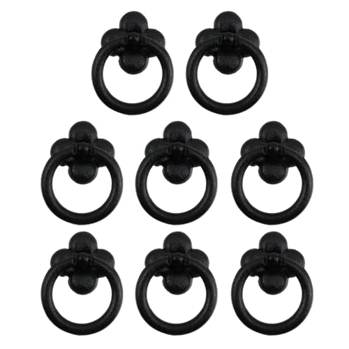 MY MIRONEY 8PCS Cabinet Ring Pulls Black Ring Drawer Pulls Zinc Alloy Hardware Drop Ring Pulls Handles for Kitchen, Dresser, Closet, Cupboard - style: Type M