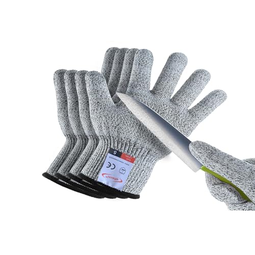2 Pairs Cut Resistant Gloves for Kids 10-13 Years, Level 5 Protection Cutting Gloves Food Grade for Cooking, Whittling, Wood Carving, Gardening and DIY(Grey-XS) - color: Gray, size: X-Small (Pack of 4)