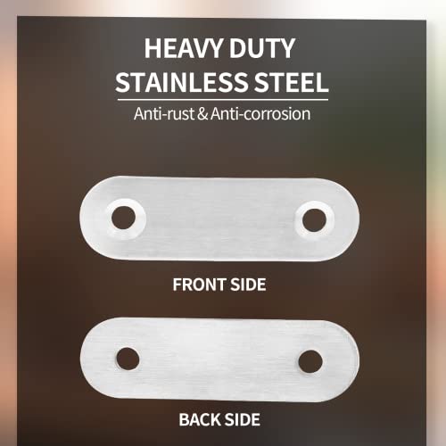 Jiozermi 24 Pcs Straight Brace, Flat Brace 2” x 0.6”, Stainless Steel Straight Bracket, Mending Joining Plates for Wood, Board, Bed Frame, Furniture & Shelves, Silver - size: Silver, 2” x 0.6”, 24 Pcs
