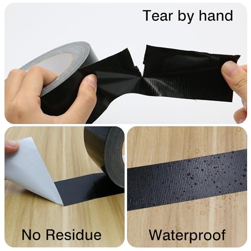 Heavy Duty Duct Tape 4 Inch X 33 Yards, 8.5 Mil Thickness, Multi Purpose Black Duct Tape, No Residue, Waterproof and Tear by Hand - for Repairs, Industrial, Professional Use - color: Black, size: 4 inch X 33 Yards
