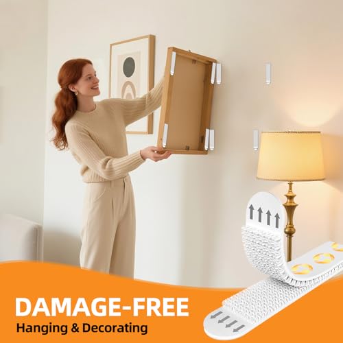 SummerBrite XL Picture Hanging Strips Heavy Duty, 40 Strips Damage Free Removal Picture Hangers for Wall, Sticky Hook & Loop Adhesive Strips for Poster/Picture/Home/Office, 20 Pairs/X-Large, White - size: X-large 20 Pairs, style: White