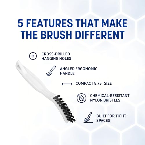 SPARTA Flo-Pac Grout Brush Crevice Brush, Detail Brush, Nylon, 8 Inches, White