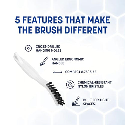 SPARTA Flo-Pac Grout Brush Crevice Brush, Detail Brush, Nylon, 8 Inches, White