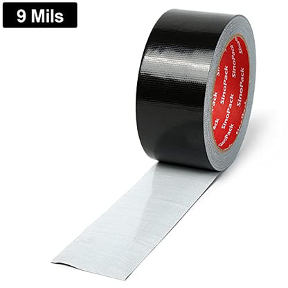 3 Pack Duct Tape Heavy Duty Waterproof No Residue Black Duct Tape Total Length 60 Yards x 1.88 Inch x 9Mils,Strong Adhesive Black Tape for Indoor Outdoor Repairs Tear by Hand - size: 1.88in X 20yds