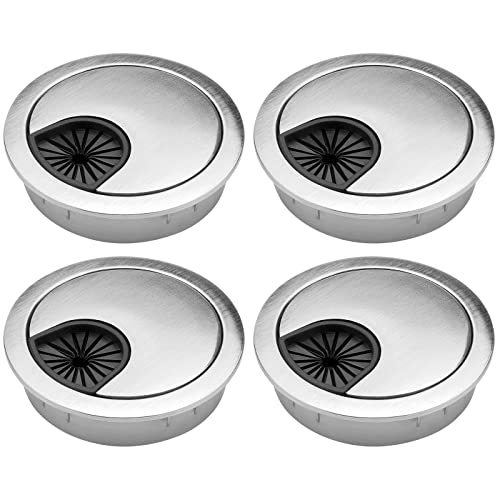 4 Pack 2 Inch Metal Desk Grommet for Wire Organizer, Brushed Silver - color: Silver-4pack