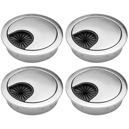 4 Pack 2 Inch Metal Desk Grommet for Wire Organizer, Brushed Silver - color: Silver-4pack