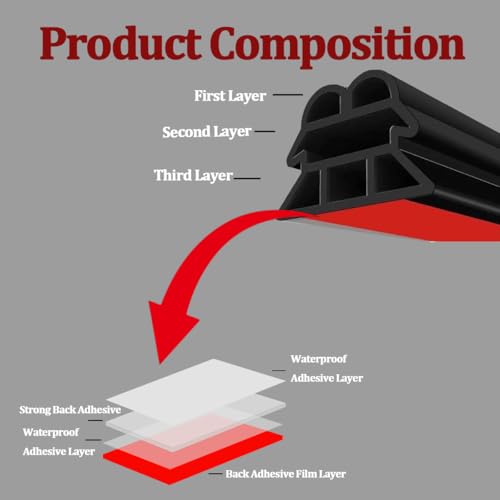Car Door Seal Strip, 52.4FT Thickened Rubber 3-Layer Soundproof Vehicle Window Weather Stripping, Noise Insulation Auto Seal Weatherstrip Edge Protector Trim, Universal for Vehicle - color: 3-Layer/52.4FT