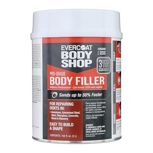 Evercoat Body Shop 105000 Pro-Grade Body Filler, Fast Drying and Lightweight Multipurpose for Dents in Aluminum, Fiberglass & More, Easy Mix Hardener Included 0.8 Gal - size: 0.8 Gal, style: Body Filler