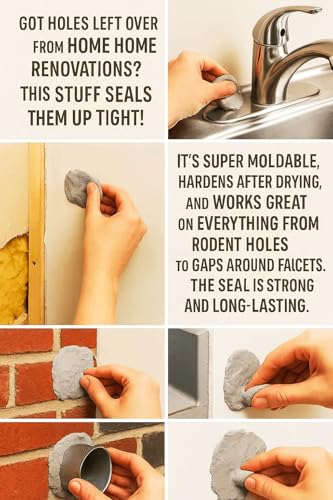 2026 Upgraded Moldable Sealant Clay Putty – Easy-to-Use Waterproof Sealing Mastic for Wall Holes, Mouse Hole Sealer, Pipe Leak Repair & Duct Seal,Indoor/Outdoor Use,0.5 lb (227g)