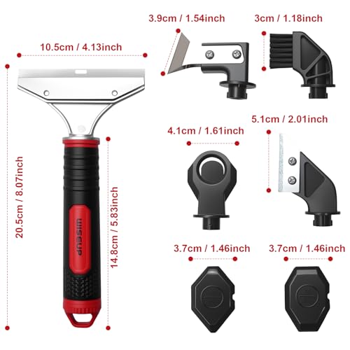 WISEUP Caulking Tool，6 in 1 Caulk Remover Tool with Grout Scraper，Brush，Caulking Tool Kit for Kitchen,Bathroom,Window,Door