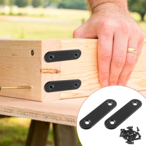 Jiozermi 12 Pcs Straight Brace, Flat Brace 2.4” x 0.6”, Stainless Steel Straight Bracket, Mending Joining Plates for Wood, Board, Bed Frame, Furniture & Shelves, Matte Black - size: Black, 2.4” x 0.6”, 12 Pcs