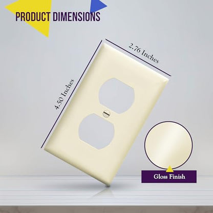 Enerlites 8821-LA Duplex Receptacle Outlet Wall Plate, Standard Size 1-Gang , Polycarbonate Thermoplastic, Light Almond - color: Light Almond, size: Standard Size