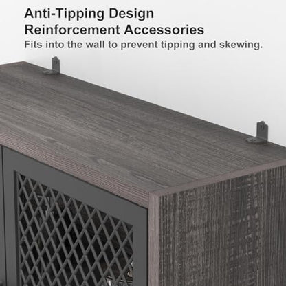 Launica Over The Toilet Storage Cabinet, Industrial Bathroom Organizer Above Toilet, Bathrooms Space Saver Stand with Shelf, Wood and Metal Freestanding Bathrooms Rack Behind The Toilet, Dark Gray Oak - color: Dark Gray Oak
