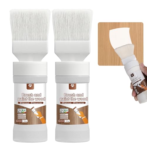 2 in 1 White Paint Wood Refinishing Kit– 2-Pack Easy Paint Brush with No Drip Design, High-Density Bristles for Furniture, Doors & Cabinets,6.35 oz per bottle. - color: White (Pack of 2)