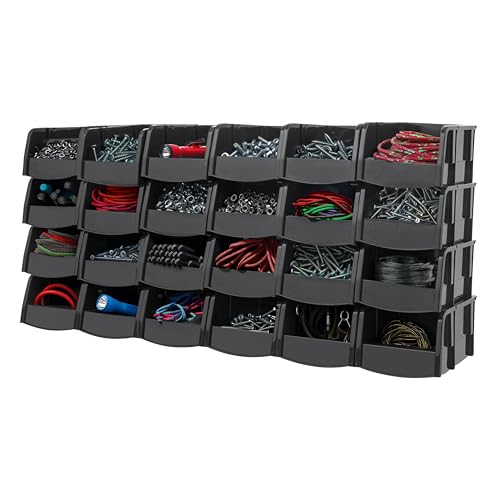 IRIS USA Extra Small Stackable Storage Bins, 24-Pack, 5.5 x 4.5 x 3 inch, |Made in USA|, Plastic Open Front Shelf Bin for Organizing Parts, Hardware, Tools, Supplies, Garage Shelf, Pantry - Black - size: Extra Small - 24 Pack
