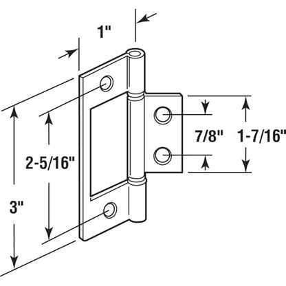 Prime-Line N 6656 Bi-Fold Door Hinges, Non-Mortise Style, Brass Plated (2 Pack) - size: 2 Pack