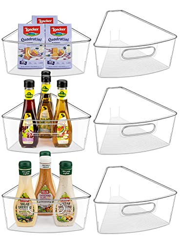 JEISSLIA Lazy Susan Cabinet Organizer Bins for 26"/ 28"/ 32" Diameter Corner Organizer, Plastic Cabinet Storage Bin, 1/8 Wedge - Food Safe, BPA Free, with Non-Slip Pads (for 32" Diameter, 6 Pack) - size: For 32" Lazy Susan- 6 Pack