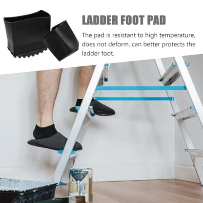 Angoily Non-Slip Ladder Feet Pads 4-Pack Rubber Step Ladder Foot Covers Protective Mat for Household Folding Ladders Floor Protection 2.75X2.75X1.37 Inch