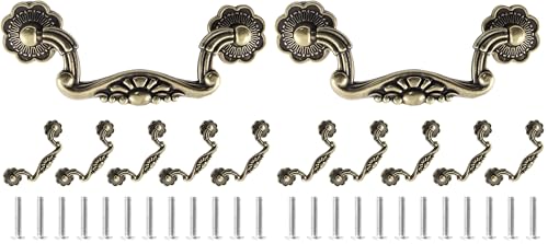 Uenhoy 6 Pcs 3.75 Inch Vintage Drop Bail Drawer Pulls Bail Handle Drop Pulls Antique Bronze Cabinet Pull Handles (3.75" Hole Spacing, 4.5" Total Length) (Pack of 2) - size: 3.75 Inch Hole Spacing (Pack of 2)