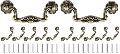 Uenhoy 6 Pcs 3.75 Inch Vintage Drop Bail Drawer Pulls Bail Handle Drop Pulls Antique Bronze Cabinet Pull Handles (3.75" Hole Spacing, 4.5" Total Length) (Pack of 2) - size: 3.75 Inch Hole Spacing (Pack of 2)