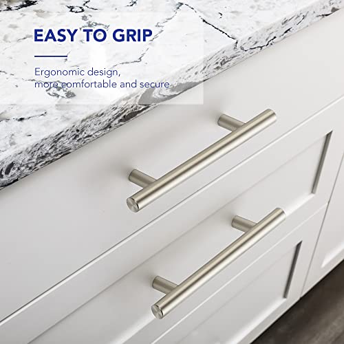 10 Pack Cabinet Handles with 3.75 Inch (96mm) Hole Center Brushed Nickel Cabinet Pulls Stainless Steel Drawer Pulls, Kitchen Knobs for Dresser Drawer, 6 Inch Overall Length - color: Brushed Nickel T-Shaped, size: 3-3/4" Hole Center