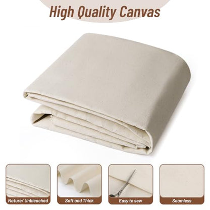 60”W 7oz Natural Canvas Fabric, Canvas Roll, 100% Cotton Painters Drop Cloth for Arts & Crafts, Backings Covers (1 Yards) - size: 1Y-7oz