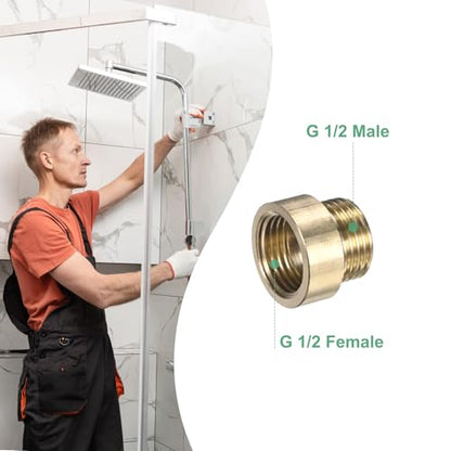 M METERXITY Shower Head Extension Arm, Brass G1/2 Male to Female Extension Pipe Fitting Adapter with PTFE Thread Seal Tape for Shower/Faucet, Pipe Plumbing Coupler 0.79"/20mm 2-Pack - size: 0.79"/20mm