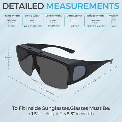 LASIK Recovery Sunglasses – UV400 Dark Glasses for Eye Surgery & Light Sensitivity | Fit-Over Flip-Up Protective Eyewear