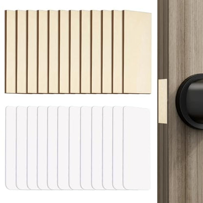 12 Pcs 1" x 2-1/4" Door Edge Hole Filler Plates with Double Sided Tapes, Wooden Door Hole Cover & Filler Plates for Kitchen Cabinets Ideal for Cabinet Door Hinges Repair