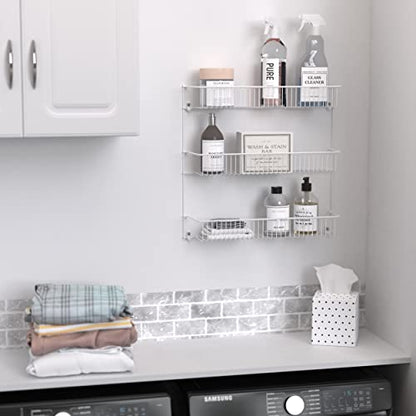 ClosetMaid 3-Tier Hanging Wall Mounted Metal Rack for Spices, Shelf Storage, Pantry Organization, Laundry, Kitchen, Bathroom, White, 8022 - size: 18-inch Wide, style: 3-Tier