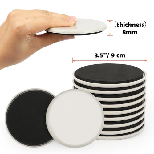 3-1/2 inches Furniture Sliders, 12pcs Furniture Glides for Easy Moving on Carpet Hardwood (Beige) - color: Beige, size: Big, Non-sticky