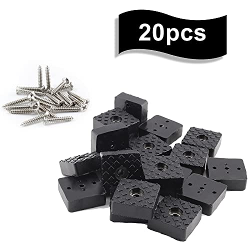 Bonsicoky 20Pcs 1.18Inch/30mm Rubber Furniture Pads with Screws, Black Square Non Slip Furniture Feet Heavy Duty Couch Feet Covers for Chair, Table, Desk, Sofa - size: 30mm (Square, Black)