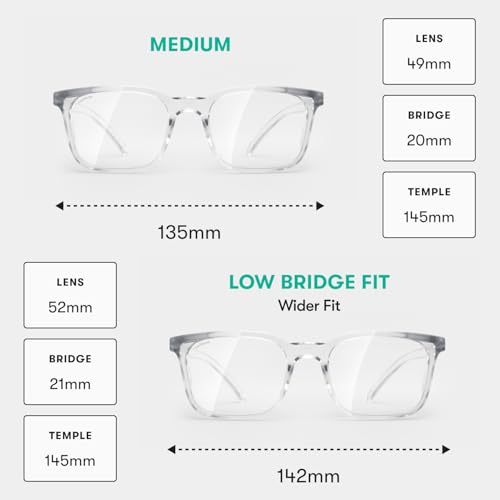 Stoggles Rectangle Z87.1 Certified Safety Glasses, Blue-Light, UV Blocking Lens, Top & Side Shield, Anti-Fog, Stylish Eyewear - color: Clear, size: Medium Standard Fit