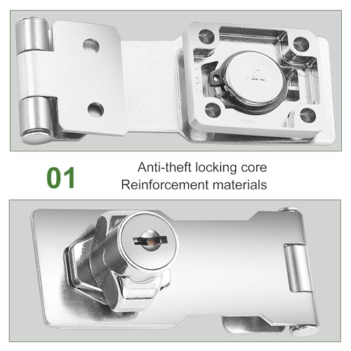 2Pcs Keyed Locks 4 Inch Twist Knob Locking Hasp Stainless Steel with Screws for Gates,Doors,Cabinets, Closets and More (Sliver) - style: 4INCH with LOCK