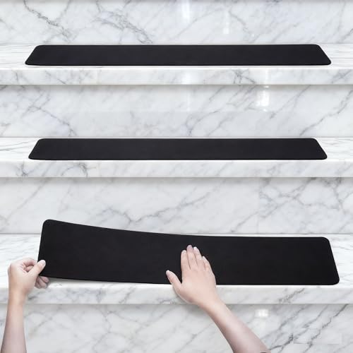 3 Pack Large 6 Inch x 24 Inch Non Slip Stair Treads Black High Traction Adhesive Pre-Cut Safety Tape/Tread Prevents Slips and Falls Outdoor