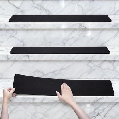 3 Pack Large 6 Inch x 24 Inch Non Slip Stair Treads Black High Traction Adhesive Pre-Cut Safety Tape/Tread Prevents Slips and Falls Outdoor
