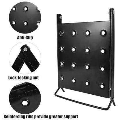 Foldable Ladder Platform, 300lbs Capacity Non-Slip Stable Work Tray Attachment Metal Ladder Step Platform for Painters, Tools & DIY (Black)
