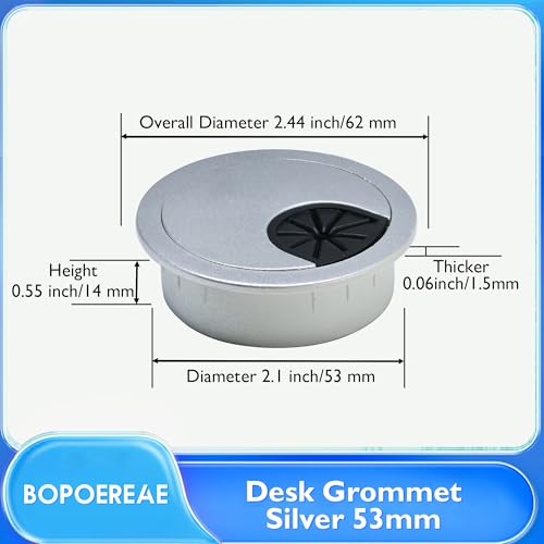 Desk Grommet 2-1/16" (53 mm), Desk Cord Hole Cover, Cable Grommet ABS Plastic, Desk Hole Grommet for Office and Home Table Cable, Detachable Cable Cord Organizer (Silver Sand 8 Pcs) - size: 2-1/16" (53 mm), style: 8 pcs Silver Sand