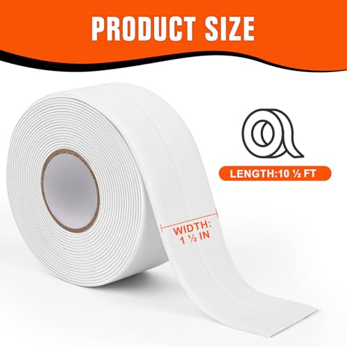 White Caulk Tape Waterproof Self Adhesive, Peel & Stick Caulking Tape for Floor Tile Corner Trim & Shower, Bathroom Accessories, Toilet & Bathtub Sealant Strip, Better Than Silicone Caulk