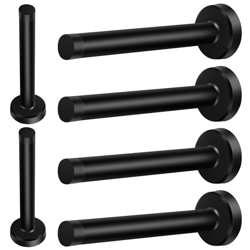 6 Pack Door Stops, 6 Inch Long Door Stopper, Wall Mount, Heavy Duty Solid Black Doorstop Brushed Stainless Steel with Soft Rubber Bumper Tips, Easy Installation - color: Black, size: 6 Inch x 6 Pack