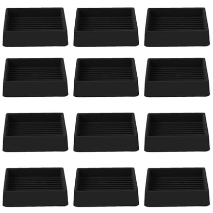 2x2 Square Rubber Furniture Caster Cups, Anti-Sliding Furniture Pads Bed Stopper Floor Protectors with Grip - Protect Any Flooring - size: 12 Pcs Black