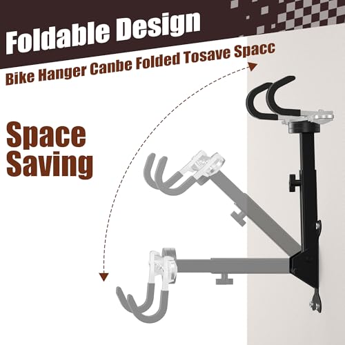 Bike Wall Mount Hanger for Garage, Heavy-Duty Durable Aluminum Alloy Horizontal Bicycle Storage Rack with Adjustable Hook, Hold up to 66lbs, for Road Mountain Hybrid Bikes in Garage - size: 1 pack