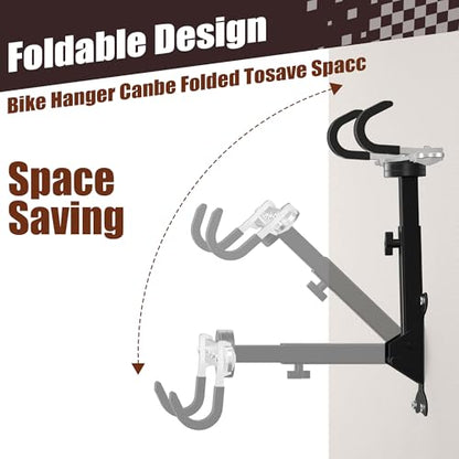 Bike Wall Mount Hanger for Garage, Heavy-Duty Durable Aluminum Alloy Horizontal Bicycle Storage Rack with Adjustable Hook, Hold up to 66lbs, for Road Mountain Hybrid Bikes in Garage - size: 1 pack