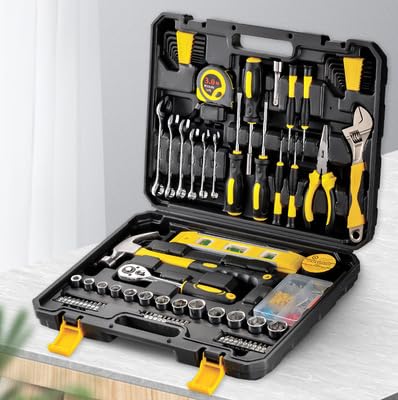 108 Piece Tool Box for Home, General Household Hardware Basic Tool Kit, Tool Set for Mechanic and Car Repair, with Storage Case